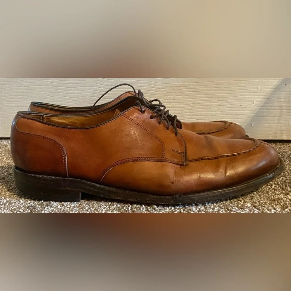 Allen Edmonds Men's Brown Leather Stockbridge Split Toe Blucher Derby Size 10D